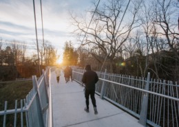 People walking in Markham, Ontario, Canada.