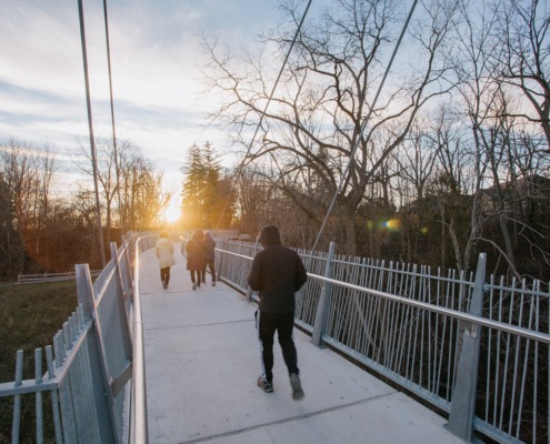 People walking in Markham, Ontario, Canada.