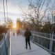 People walking in Markham, Ontario, Canada.